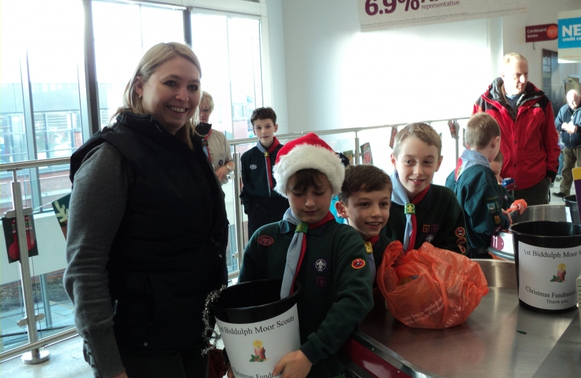 Karen Bradley and Biddulph Moor Scouts