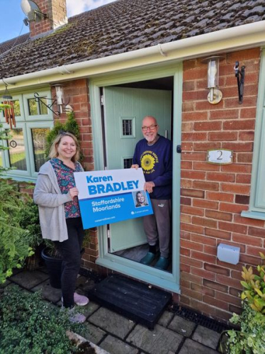 On the doorstep with resident in Biddulph Moor